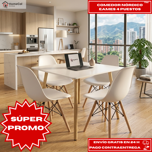 OFERTA ESPECIAL "MEDELLIN": Comedor Nórdico Eames 4 puestos