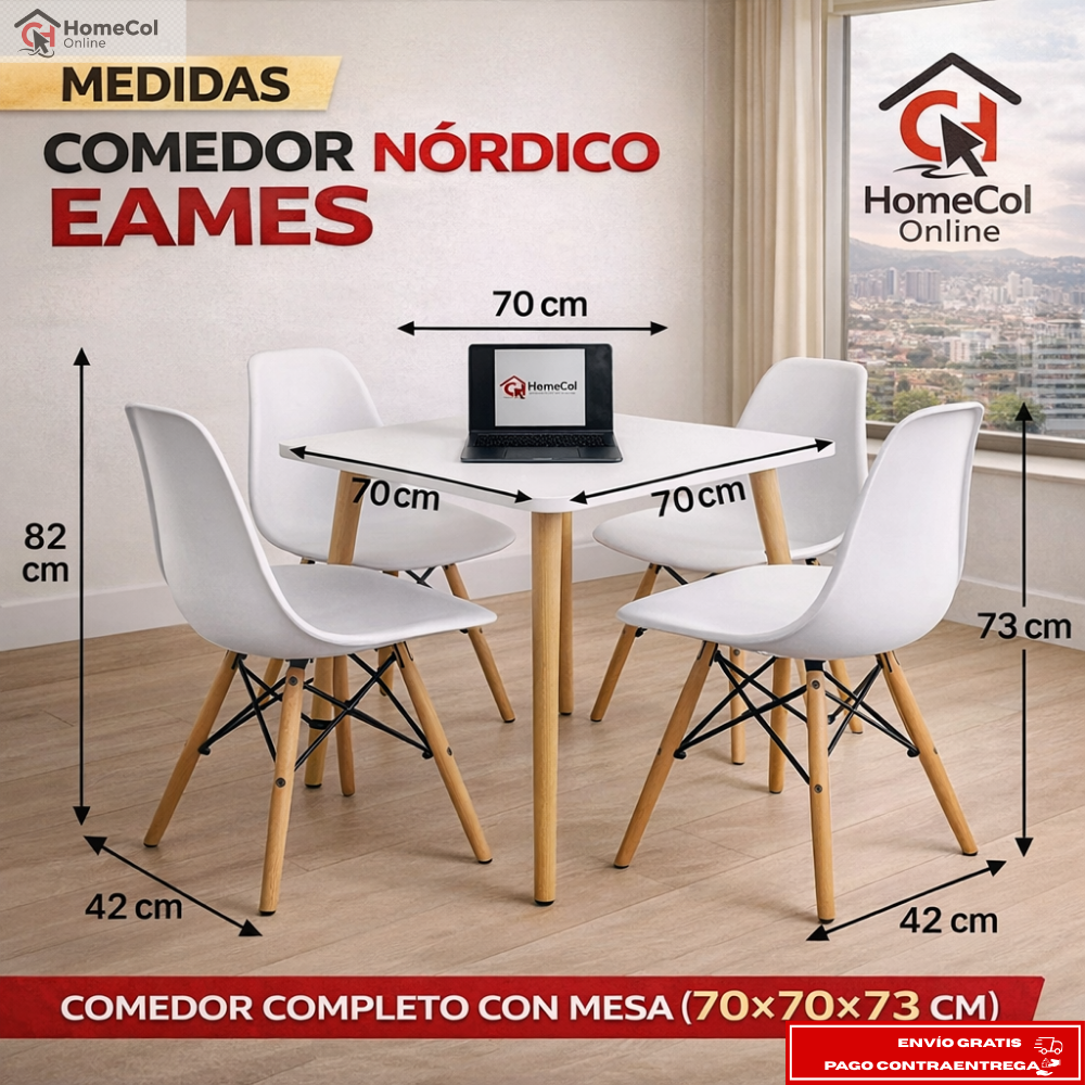 OFERTA ESPECIAL "MEDELLIN": Comedor Nórdico Eames 4 puestos